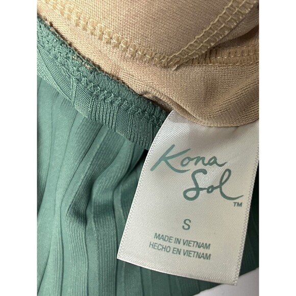 Kona Sol Swimwear 1 Piece Halter V Neck Keyhole Ring Tie Scoop Back Padded Small - Picture 3 of 3